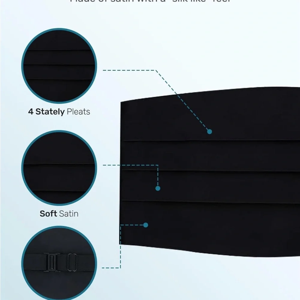 Elegant Black Satin Cummerbund